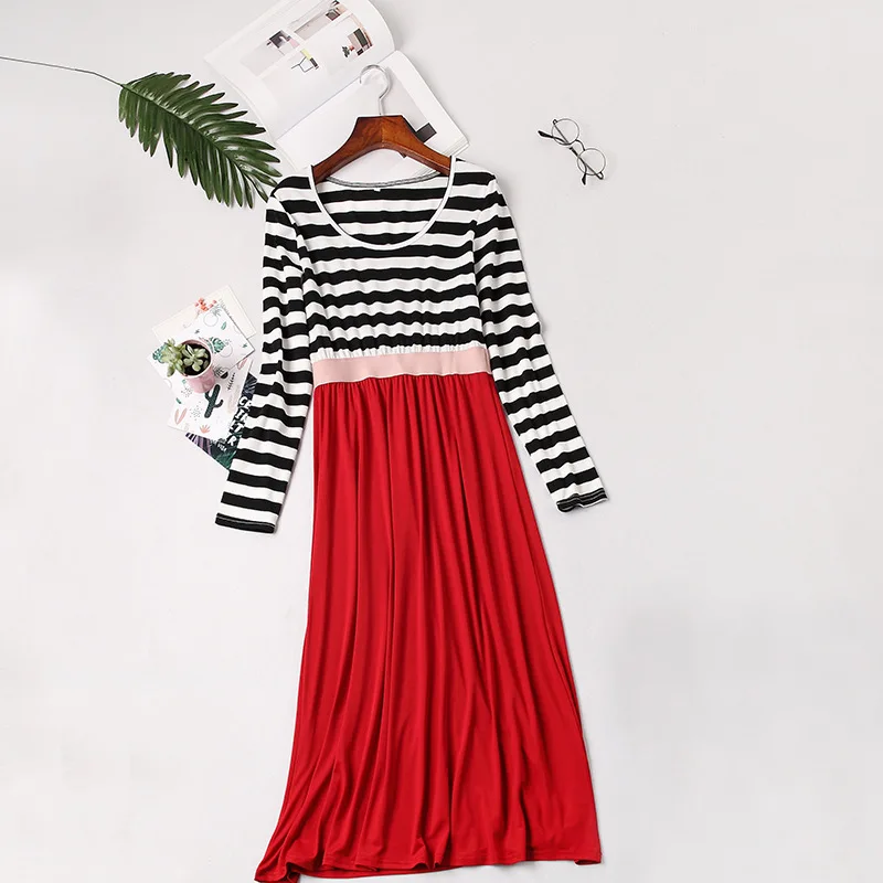 EABoutique/модное хлопковое платье для мамы и дочки милая полосатая одежда с круглым