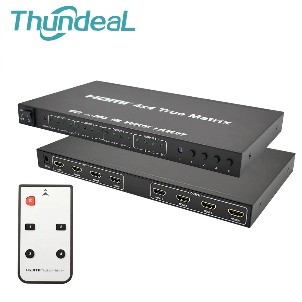 ThundeaL HDMI Matrix 4x4 HD 4K 2K HDMI Switch Splitter 4 Input 4 Output 3D 1080P 60Hz True Matrix Converter Adapter + Remote
ThundeaL HDMI Matrix 4x4 HD 4K 2K HDMI Switch Splitter 4 Input 4 Output 3D 1080P 60Hz True Matrix Converter Adapter + Remote