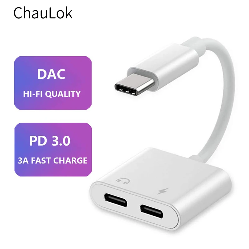 Двойной тип C USB сплиттер с ЦАП 2 в 1 аудио и зарядки конвертер адаптер для Pixel 3 XL Galaxy