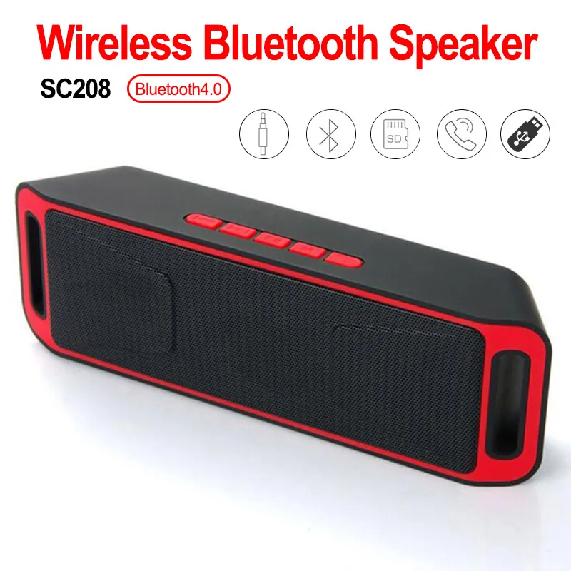 

SC208 Support TF Card USB Disk FM Radio Column Stereo Subwoofer Bass Sound Speakers Bluetooth 4.0 Portable Wireless Speaker