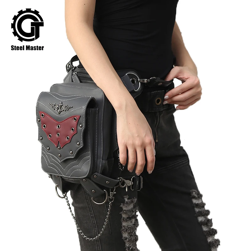 Steampunk Gothic Waist Bag Pack Retro Rock Vintage Crossbody Bags Black PU Leather Leg Bags Cool Red Bat Men Women Waist Pack
Steampunk Gothic Waist Bag Pack Retro Rock Vintage Crossbody Bags Black PU Leather Leg Bags Cool Red Bat Men Women Waist Pack