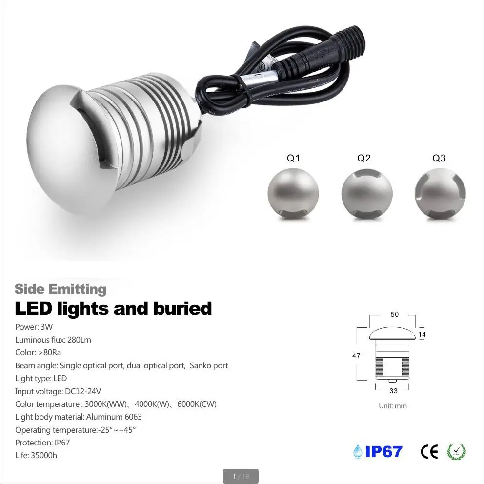 IP67 3 Вт мини LED подземный свет наземный сад траектория напольная лампа наружная