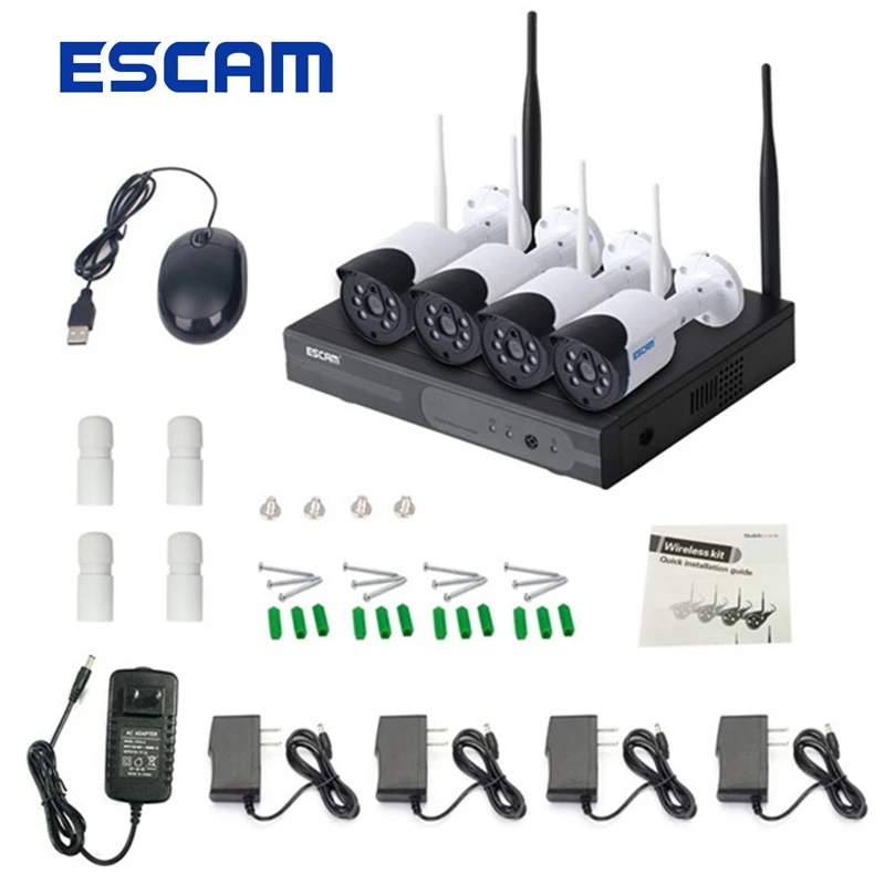 ESCAM WNK404 4CH 720 P Открытый ИК Видео Беспроводной видеокамера Wi-Fi Камера NVR Системы