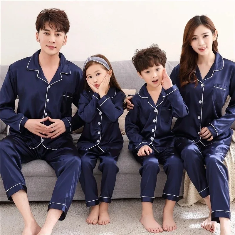 Family Matching Pajamas Set Father Mother Daughter Son Fits Long Sleeve Silk Family Matching Sleepwear Nightwear
Family Matching Pajamas Set Father Mother Daughter Son Fits Long Sleeve Silk Family Matching Sleepwear Nightwear