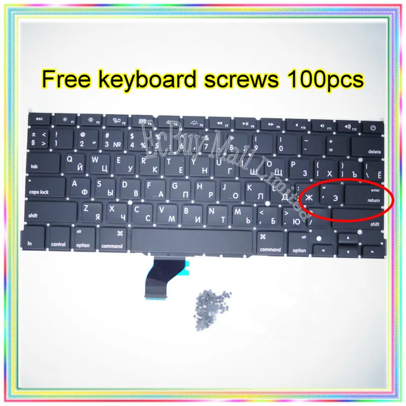 Brand New For MacBook Pro Retina 13.3" A1502 Small Enter RS Russian keyboard+100pcs keyboard screws 2013-2015 Years
Brand New For MacBook Pro Retina 13.3" A1502 Small Enter RS Russian keyboard+100pcs keyboard screws 2013-2015 Years