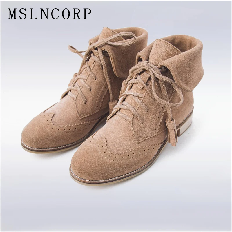 Plus Size 34-43 Genuine leather Women Ankle Boots Spring Autumn bullock Casual Shoes Fashion Female Tassel Lace Up Martin Boots
Plus Size 34-43 Genuine leather Women Ankle Boots Spring Autumn bullock Casual Shoes Fashion Female Tassel Lace Up Martin Boots