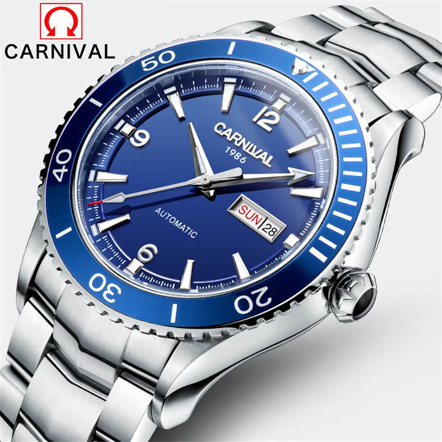Carnival Men Watches Luminous Full Steel Business watch Men's Fashion Casual Watch Diving 50M Automatic Mechanical Watch clock
Carnival Men Watches Luminous Full Steel Business watch Men's Fashion Casual Watch Diving 50M Automatic Mechanical Watch clock