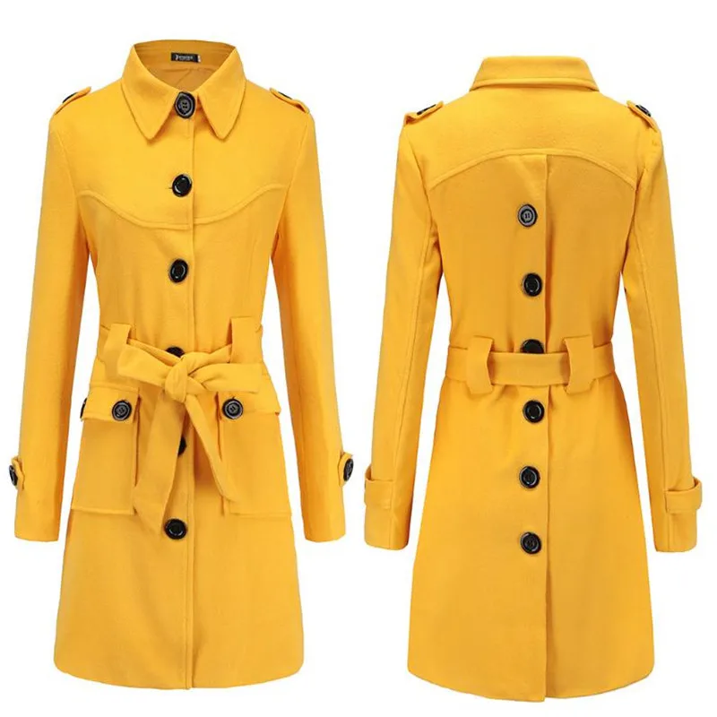 European And American Women Woolen Windbreaker Jacket Coat Bright Yellow Red Fashion Casual Long Section Warm Windbreaker
European And American Women Woolen Windbreaker Jacket Coat Bright Yellow Red Fashion Casual Long Section Warm Windbreaker