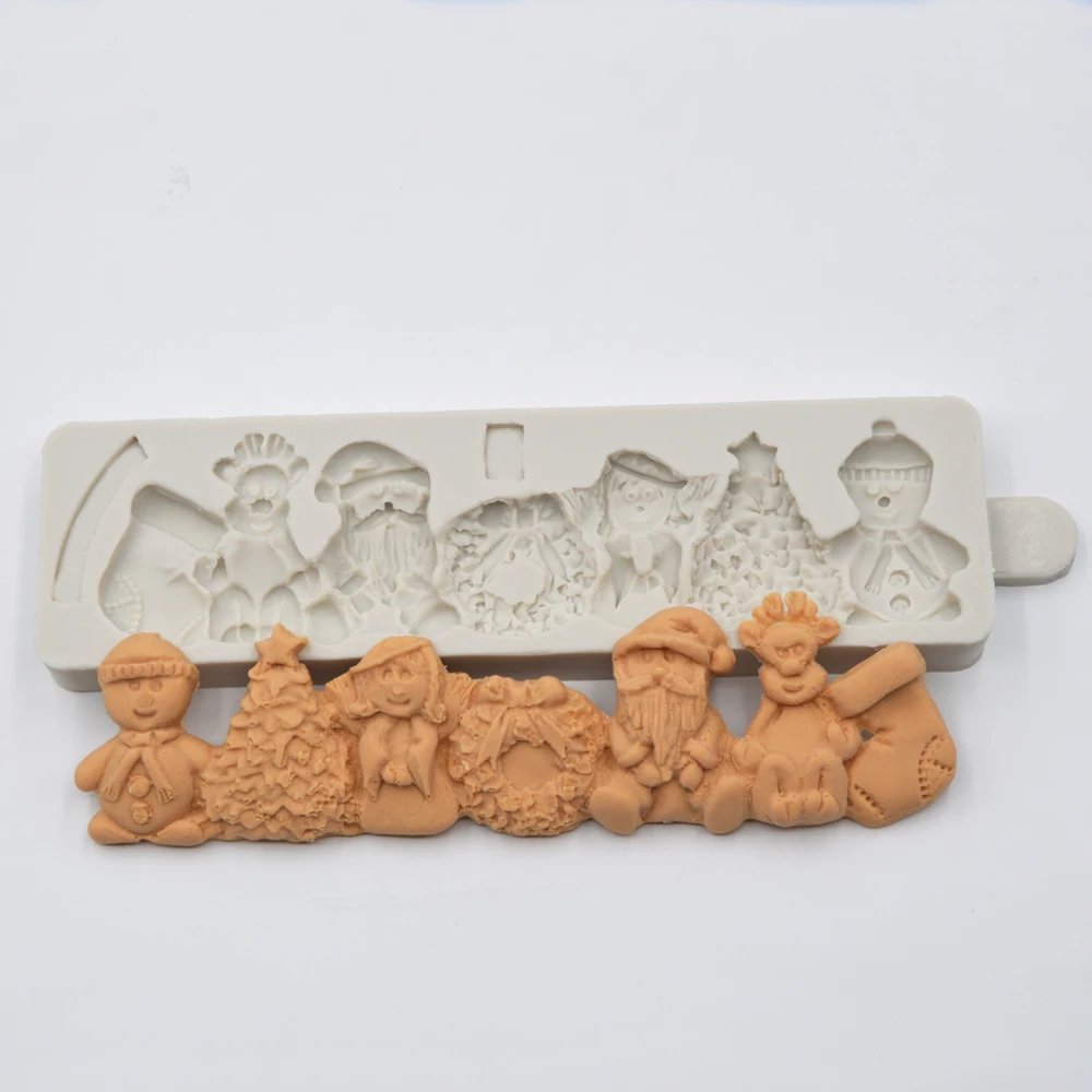 

PRZY Christmas Fondant Molds Fondant Mould Chocolate Mold For Cake Decoration Silicone Moulds Santa Claus Pine Snowman Silicone