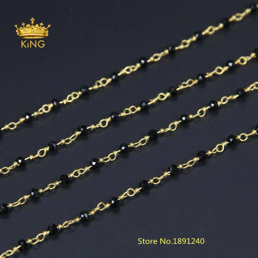 5Meter Rhodium Plated Gold Wire Wrapped Beaded Rosary Chains in Black Faceted Crystal Beads,Glass Beaded Chain Jewelry LS009
5Meter Rhodium Plated Gold Wire Wrapped Beaded Rosary Chains in Black Faceted Crystal Beads,Glass Beaded Chain Jewelry LS009