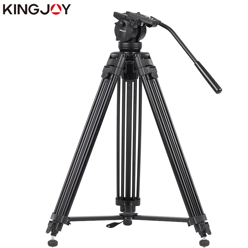 

KINGJOY Official VT-2500+VT3510 Professional Photographic Travel Aluminum Video Camera Tripod DSLR Stand Holder Fluid Damping