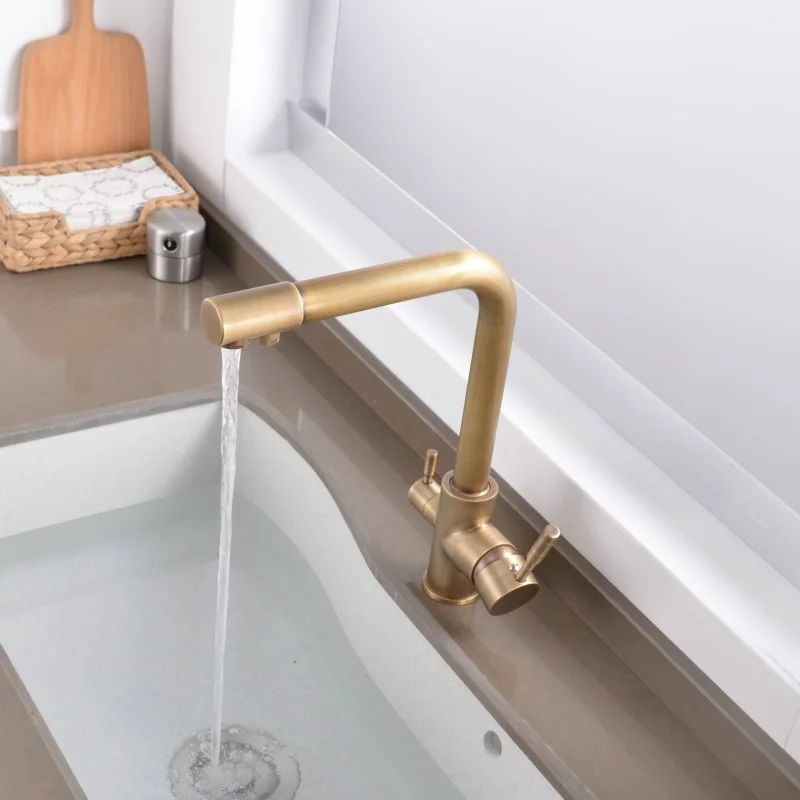 Kitchen faucet American bronze pure water Copper single hole Hot and cold Multifunction Wash basin sink | Обустройство дома