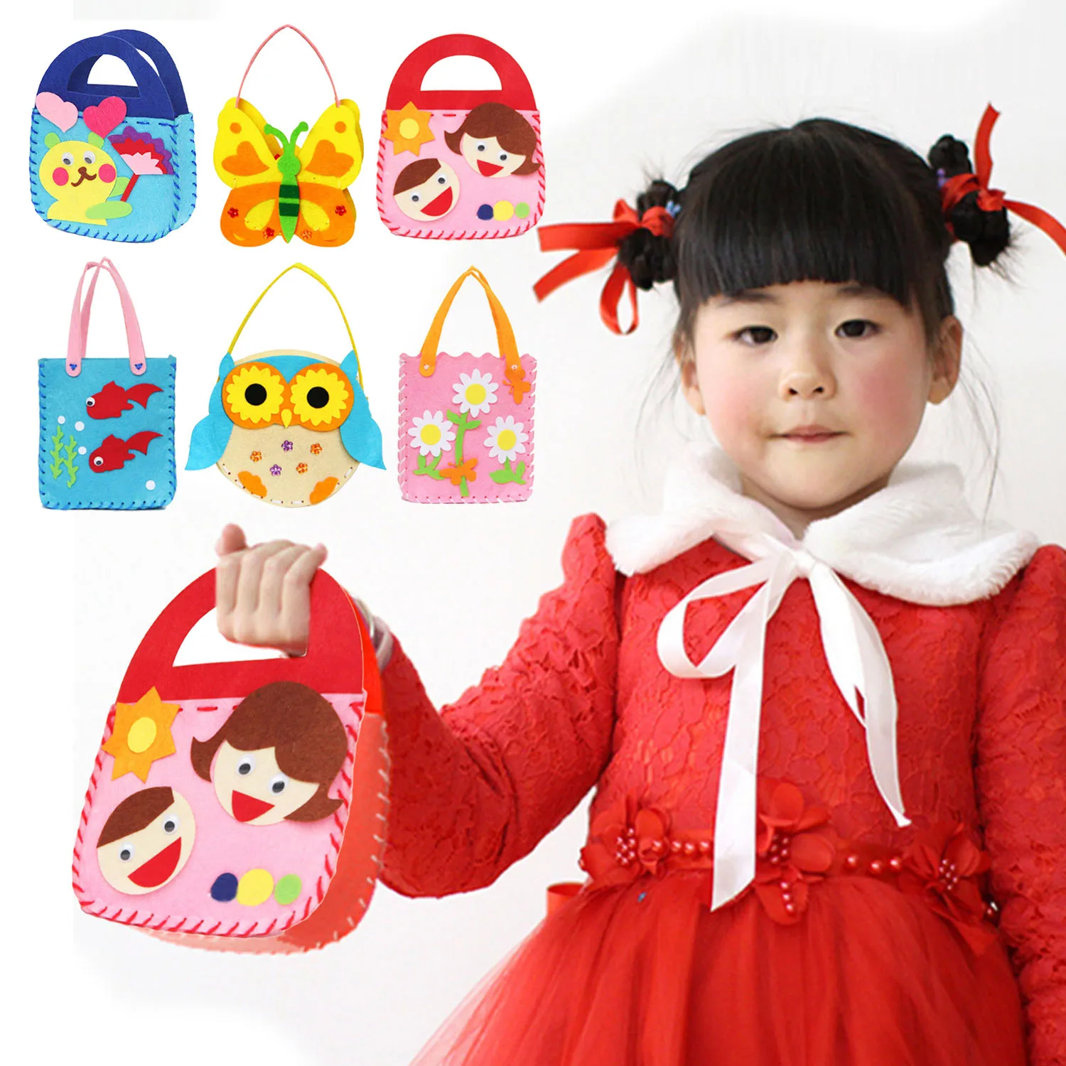 6 Set Children Sewing Projects Fabric Kit DIY Felt Crafts Handbag Purse Bags for Kids Beginners
6 Set Children Sewing Projects Fabric Kit DIY Felt Crafts Handbag Purse Bags for Kids Beginners