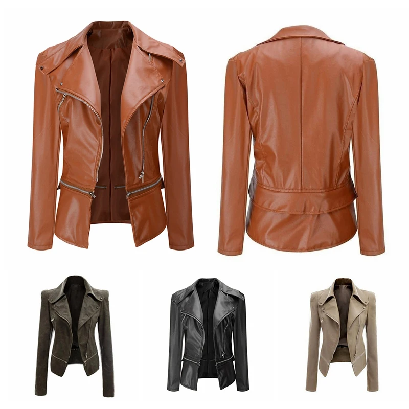 Women Autumn Winter PU Leather Jacket Coat Slim Female Motorcycle Biker Zipper Long Sleeve Jackets Outerwear Plus Sizes 6Q1671
Women Autumn Winter PU Leather Jacket Coat Slim Female Motorcycle Biker Zipper Long Sleeve Jackets Outerwear Plus Sizes 6Q1671
