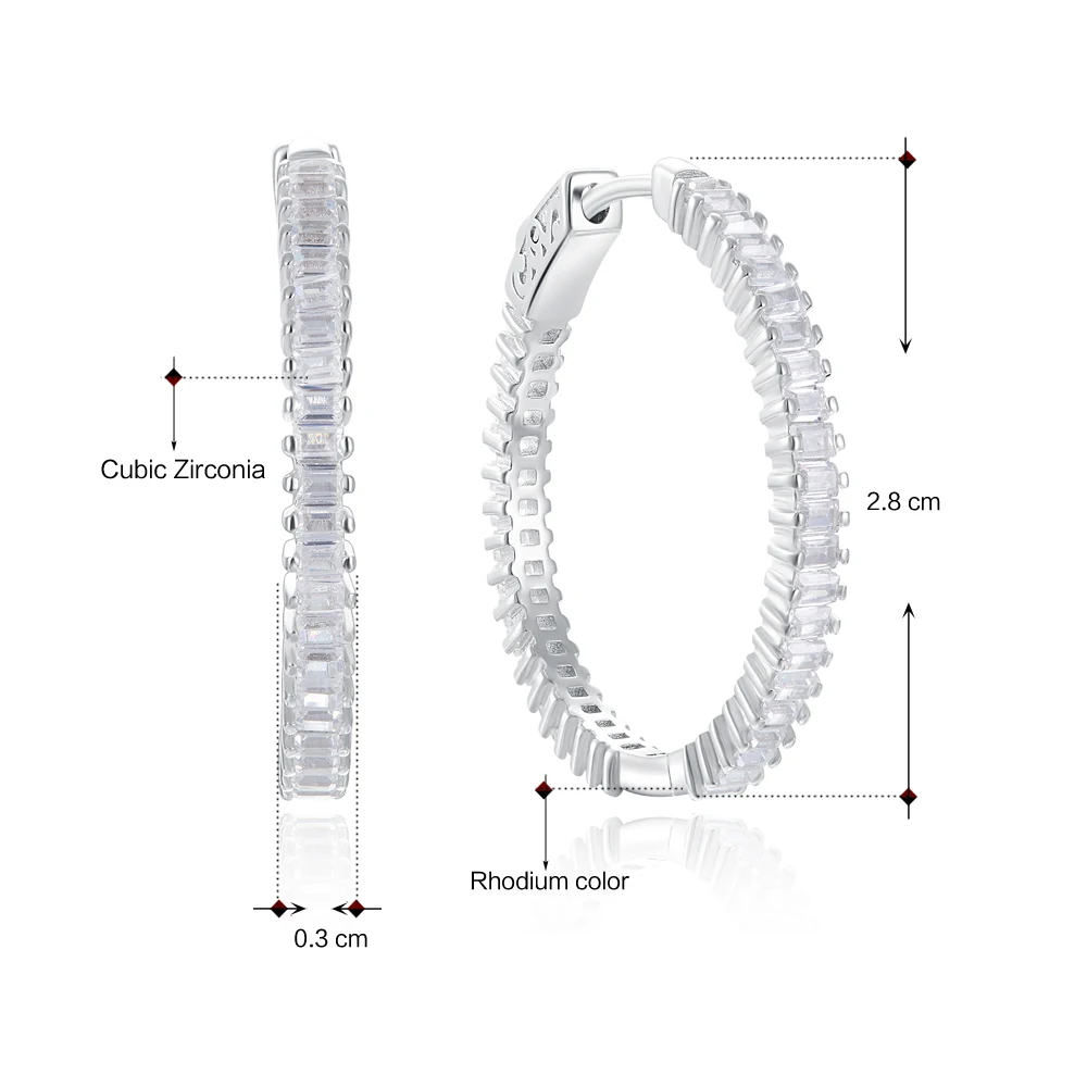 28 mm Diameter Real 925 Silver Hoop Earrings Jewelry Rectangle CZ Stones Perfect jewelry gift Sterling Silver Round Earring
28 mm Diameter Real 925 Silver Hoop Earrings Jewelry Rectangle CZ Stones Perfect jewelry gift Sterling Silver Round Earring
