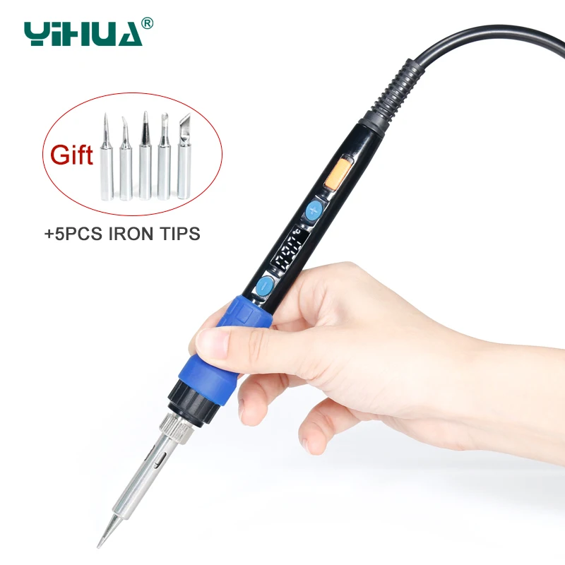YIHUA 928D Soldering Iron 65W Adjustable Temperature Electric Soldering Iron Gift 5pcs Tips 110V or 220V For Welding Repair Tool
YIHUA 928D Soldering Iron 65W Adjustable Temperature Electric Soldering Iron Gift 5pcs Tips 110V or 220V For Welding Repair Tool