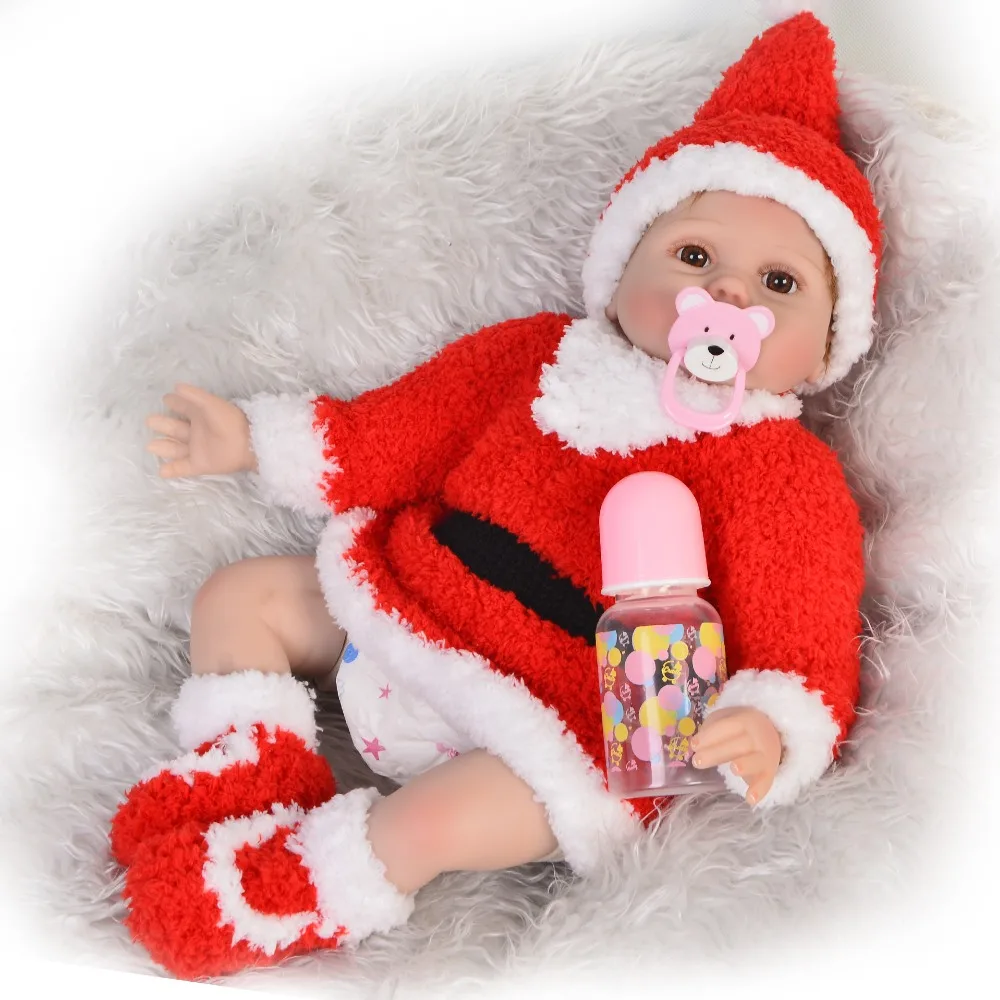KEIUMI 55 cm Baby Dolls Toys Soft Silicone Body 22'' Lifelike Santa Claus Reborn Girl DollFor Kids Christmas Gifts To Kid | Игрушки и