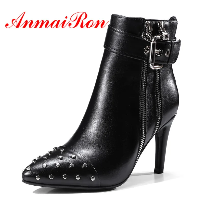 ANMAIRON Women Ankle Boots Pointed Toe Shoes Size34-39 High Heels Thin Heels Fashion Punk Female Winter Boots Metal Buckle CR741
ANMAIRON Women Ankle Boots Pointed Toe Shoes Size34-39 High Heels Thin Heels Fashion Punk Female Winter Boots Metal Buckle CR741
