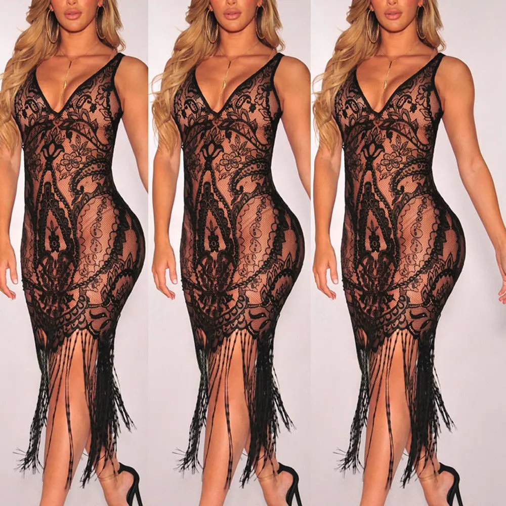 Sexy Women Tassel Mesh Sheer Dress Summer Beach See Through Long Lace Dress Floral Print Sundress Bikini Cover Up
Sexy Women Tassel Mesh Sheer Dress Summer Beach See Through Long Lace Dress Floral Print Sundress Bikini Cover Up