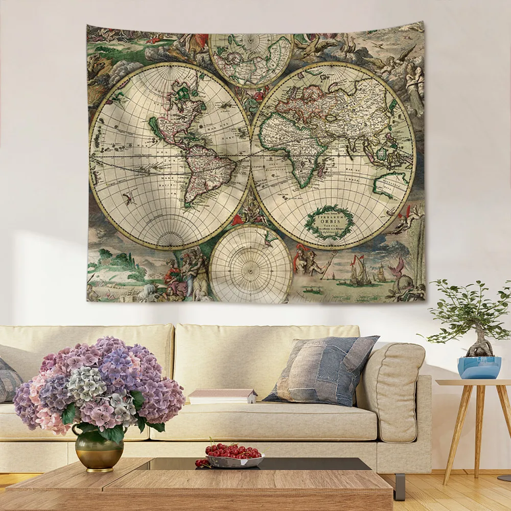Горячая карта пейзаж напечатанная Полиэстеровая настенная одежда обои для
