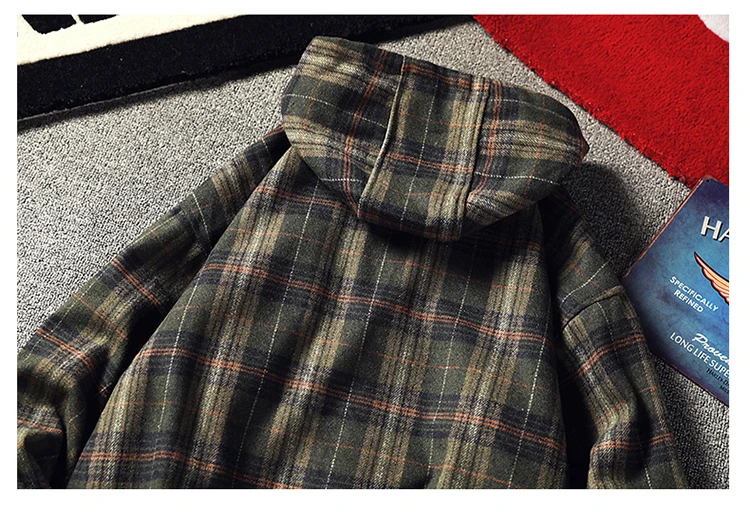 Men's Plaid Trench 5XL Autumn Winter Woolen Hooded Coat Men Fashion Single Breasted Pea Jacket Male Overcoats Casual Clothes
Men's Plaid Trench 5XL Autumn Winter Woolen Hooded Coat Men Fashion Single Breasted Pea Jacket Male Overcoats Casual Clothes