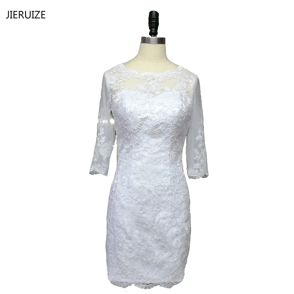 JIERUIZE White Vintage Lace Appliques Short Wedding Dresses Backless Long Sleeves Wedding Gowns vestido de noiva curto
JIERUIZE White Vintage Lace Appliques Short Wedding Dresses Backless Long Sleeves Wedding Gowns vestido de noiva curto