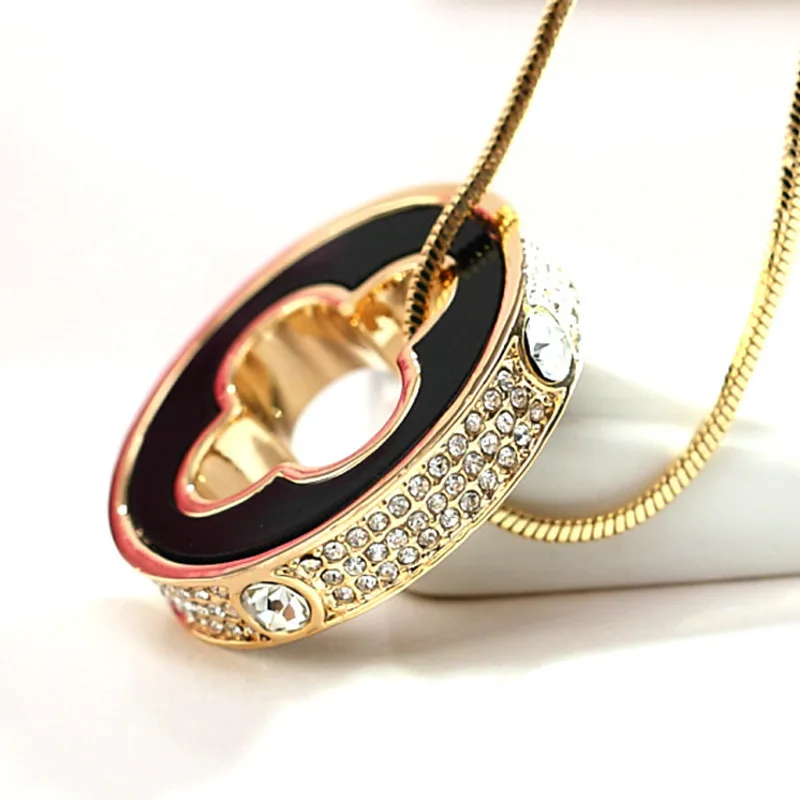 Cubic Zircon Black White Four Leaved Clover Long Necklace Sweater Chain Fashion Gold Chain Crystal Pendant Necklaces Adjusted
Cubic Zircon Black White Four Leaved Clover Long Necklace Sweater Chain Fashion Gold Chain Crystal Pendant Necklaces Adjusted