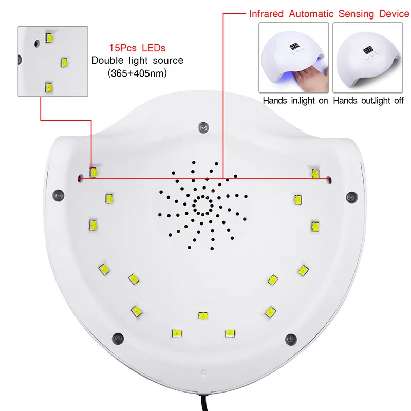 SUN UV 45W Nail Dryer LED Lamp Gel Polish Curing Sun Light USB For All Manicure Ice Lampa Art Tools | Красота и здоровье