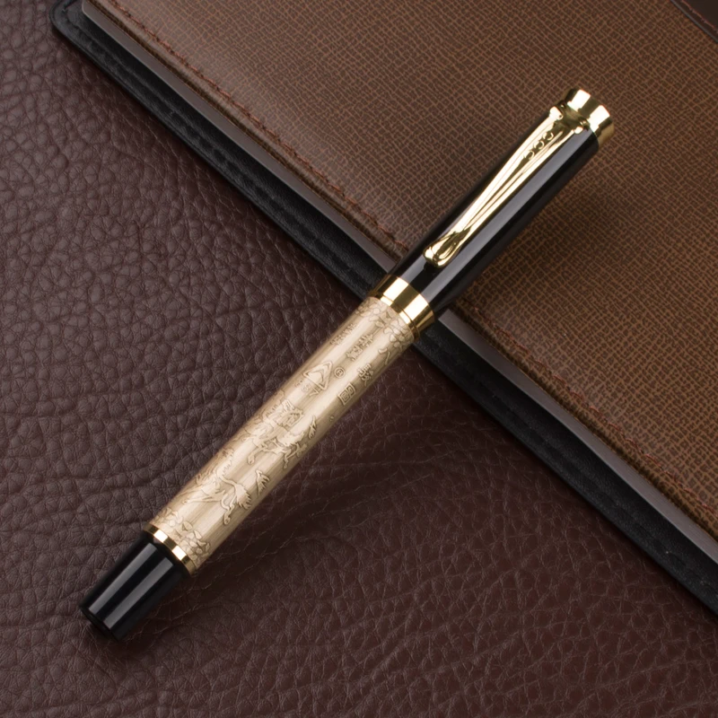 luxury Brass Gold eight Horses ink pen Business office Medium ink nib best metal fountain pen
luxury Brass Gold eight Horses ink pen Business office Medium ink nib best metal fountain pen