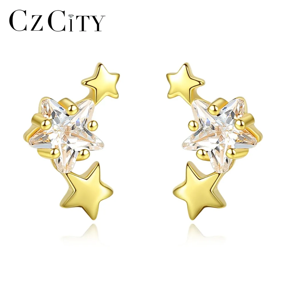 CZCITY Unique Star Zircon Design Stud Earrings for Women Small Double Solid Star Earrings Silver 925 Jewelry Dating Accessories
CZCITY Unique Star Zircon Design Stud Earrings for Women Small Double Solid Star Earrings Silver 925 Jewelry Dating Accessories