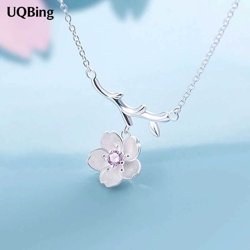 925 Sterling Silver Sakura Flower Necklaces & Pendants Cherry Blossoms With Chain Choker Necklace Jewelry Collar Colar
925 Sterling Silver Sakura Flower Necklaces & Pendants Cherry Blossoms With Chain Choker Necklace Jewelry Collar Colar