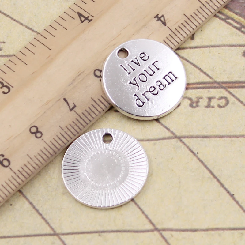 10pcs Charms Plates Live Your Dream 20x20mm Tibetan Bronze Silver Color Pendants Antique Jewelry Making DIY Handmade Craft
10pcs Charms Plates Live Your Dream 20x20mm Tibetan Bronze Silver Color Pendants Antique Jewelry Making DIY Handmade Craft