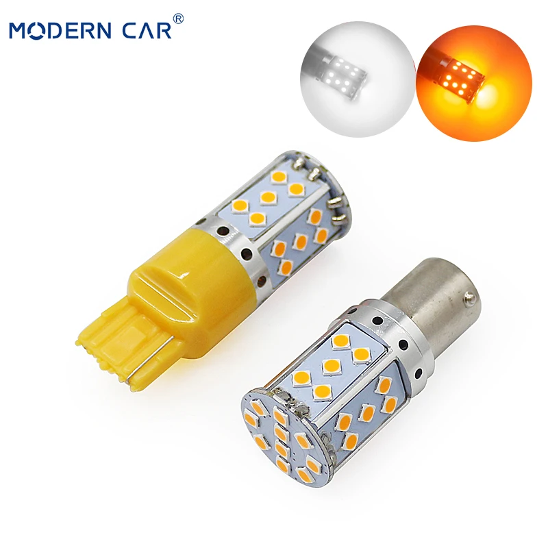 1 шт. автомобильная светодиодная лампа T20 7440 BA15S BAU15S W21W PY21W DRL 1156 35SMD 3030 лм|Сигнальная