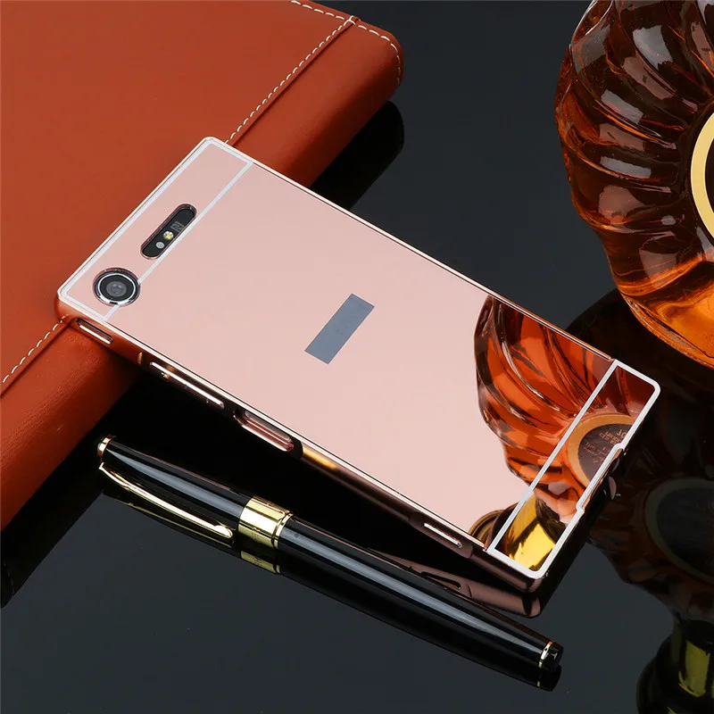 Чехол для Sony XZ1 G8341 Dual G8342 металлическая рамка с зеркальной задней крышкой Жесткий