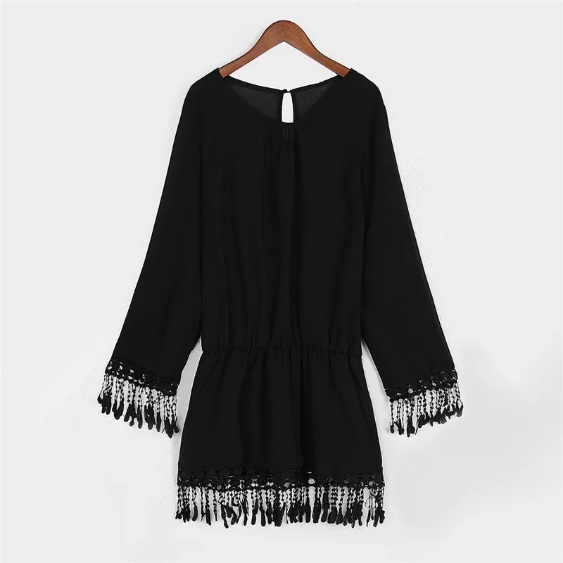 Sell Like Hot Cakes! Fashion Sexy Long-sleeved Tassels Solid Color Round Collar Loose Casual Temperament Women's Beach Dress
Sell Like Hot Cakes! Fashion Sexy Long-sleeved Tassels Solid Color Round Collar Loose Casual Temperament Women's Beach Dress