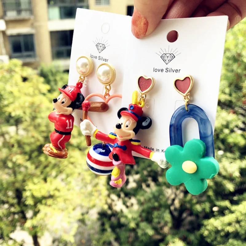 Disney Микки девушка аксессуары для волос Серьги Мультфильм Дети Стад Наборы Новый