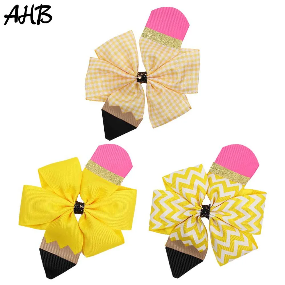 AHB 2Pcs/lot 4" Pencil Print Hair Bows for Girls Back to School Supplier Hairgrips Pen Quality Ribbon Bows Clips Kids Headwear
AHB 2Pcs/lot 4" Pencil Print Hair Bows for Girls Back to School Supplier Hairgrips Pen Quality Ribbon Bows Clips Kids Headwear