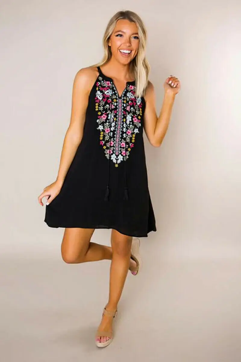 Women Summer Boho Dress Sleeveless O-Neck Floral Dress Ladies Casual Holiday Beach Mini Dresses Party Clubwear Black
Women Summer Boho Dress Sleeveless O-Neck Floral Dress Ladies Casual Holiday Beach Mini Dresses Party Clubwear Black