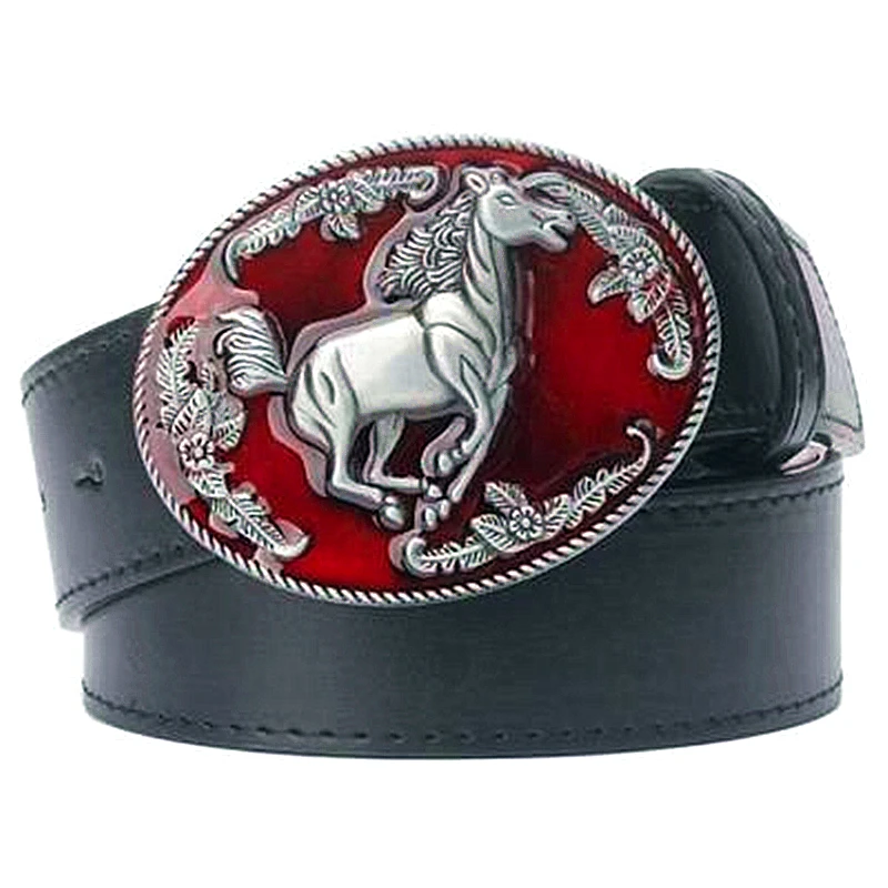 Western cowboy style men's belt horse leather totem courser horsemanship metal buckle horserace belt leather steed animal logo
Western cowboy style men's belt horse leather totem courser horsemanship metal buckle horserace belt leather steed animal logo