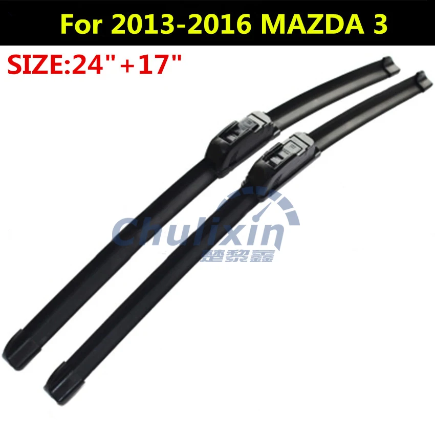 2pcs/lot Wiper blades for 2013-2016 MAZDA 3 M3 24"+17" fit standard J hook wiper arms car accessories
2pcs/lot Wiper blades for 2013-2016 MAZDA 3 M3 24"+17" fit standard J hook wiper arms car accessories