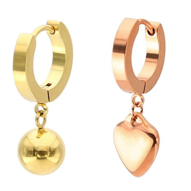Серьги-гвоздики Huggie из розового золота 2 шт. круглые серьги нержавеющей стали с
