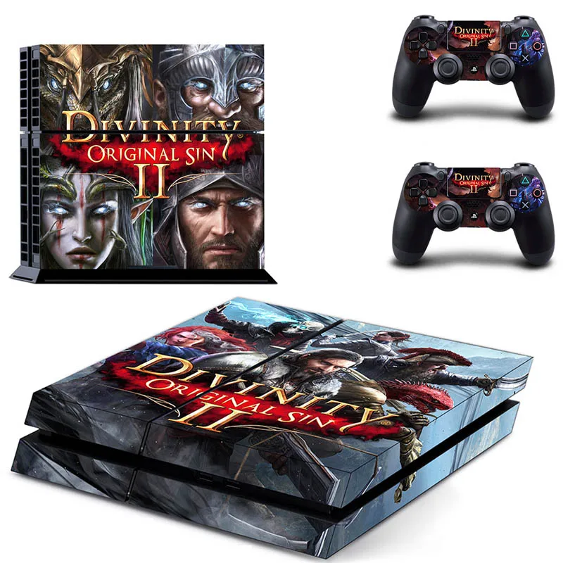 Оригинальная виниловая наклейка на консоль Sony PlayStation 4 и 2 контроллера PS4 |