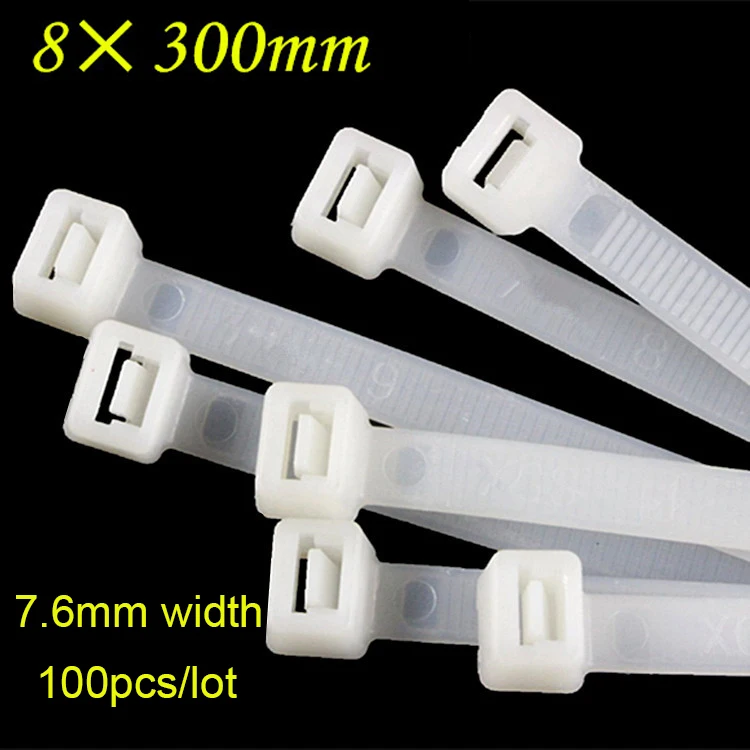 8*300mm high quality width 7.6mm Black/White National Standard Self-locking Plastic Nylon Cable Ties,Wire Zip Tie 100Pcs/pack
8*300mm high quality width 7.6mm Black/White National Standard Self-locking Plastic Nylon Cable Ties,Wire Zip Tie 100Pcs/pack