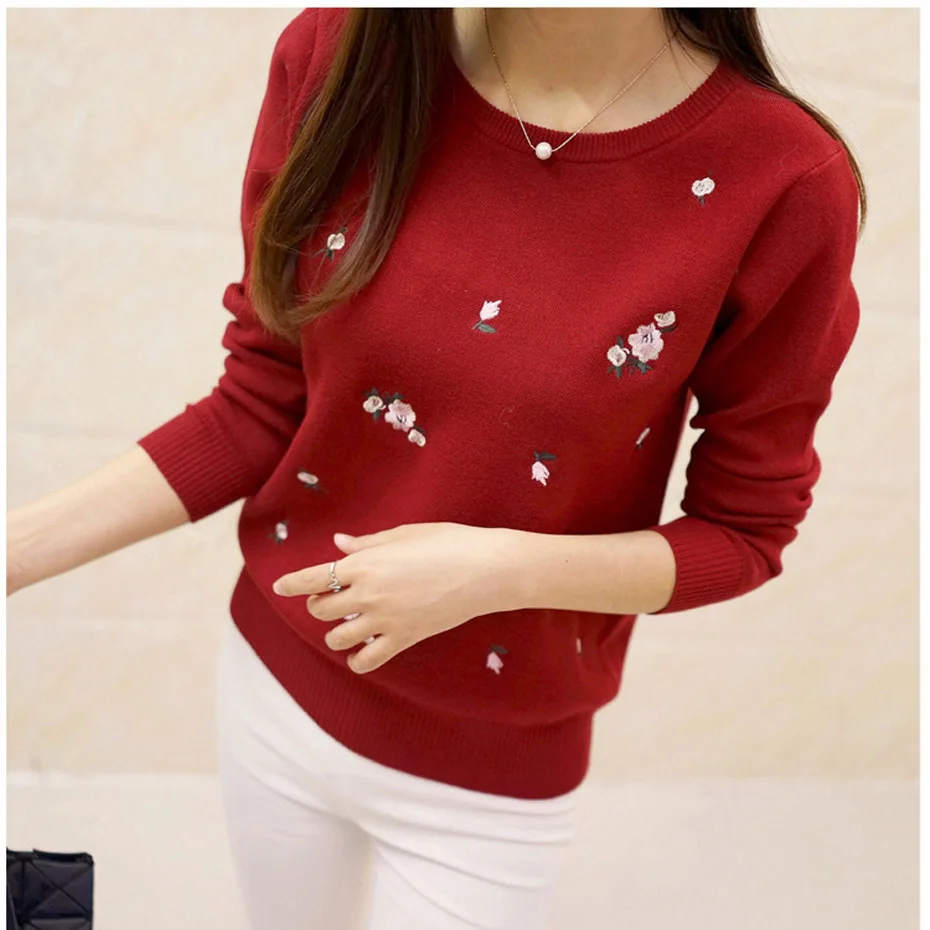 Preferential New 2018 Autumn And Winter Women Embroidery Knitted Winter Women Sweater And Pullover Female Jersey
Preferential New 2018 Autumn And Winter Women Embroidery Knitted Winter Women Sweater And Pullover Female Jersey