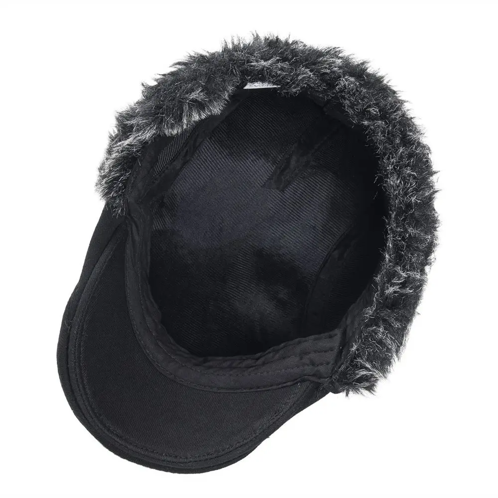 VOBOOM ушной лоскут Bomber Hat мужские черные зимние хлопковые теплые плоские Плющ кепки