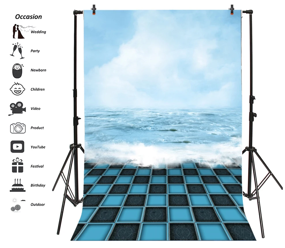 Laeacco Sea Cloud Floor Portrait Scene Party Photography Backgrounds Customized Photographic Backdrops For Photo Studio | Электроника