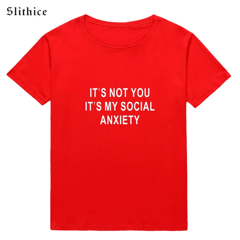 Футболка женская Slithice летняя футболка с надписью IT'S NOT YOU MY SOCIAL беспокойство |