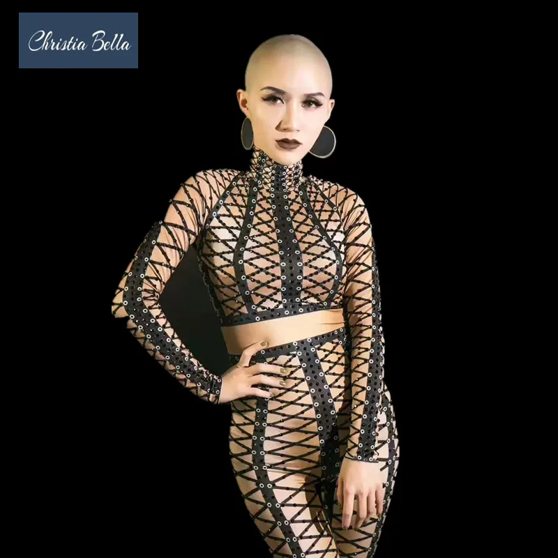 Sexy Strappy Pattern Rhinestone Jumpsuit Stretch Crystal Bodysuit Women Nightclub DJ Singer Costumes Pole Dancing Outfits
Sexy Strappy Pattern Rhinestone Jumpsuit Stretch Crystal Bodysuit Women Nightclub DJ Singer Costumes Pole Dancing Outfits
