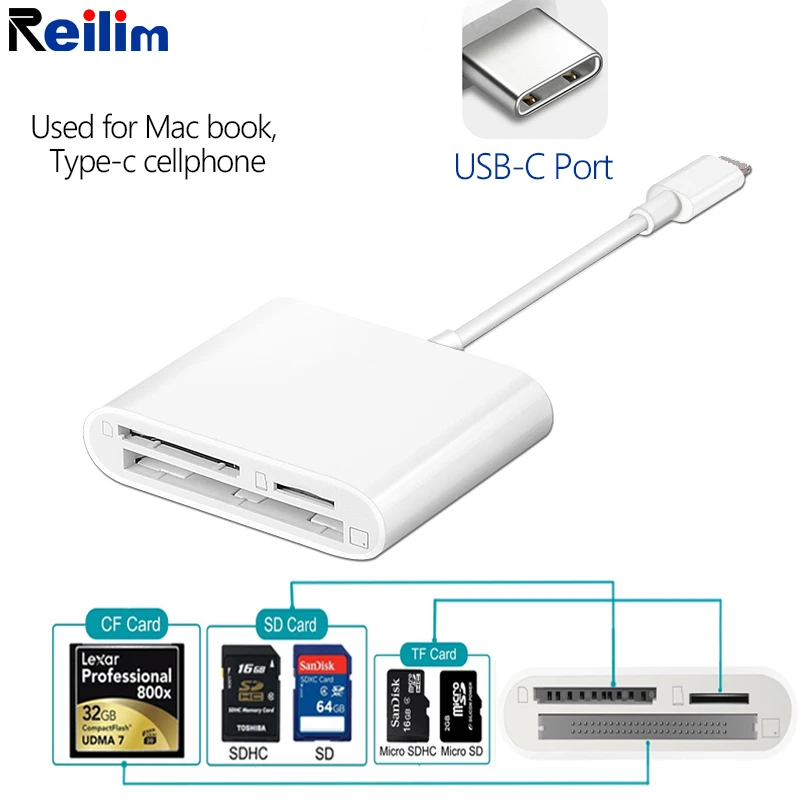 Адаптер Reilim OTG Type c 3 в 1 комплект для цифровой камеры фото CF TF устройство чтения