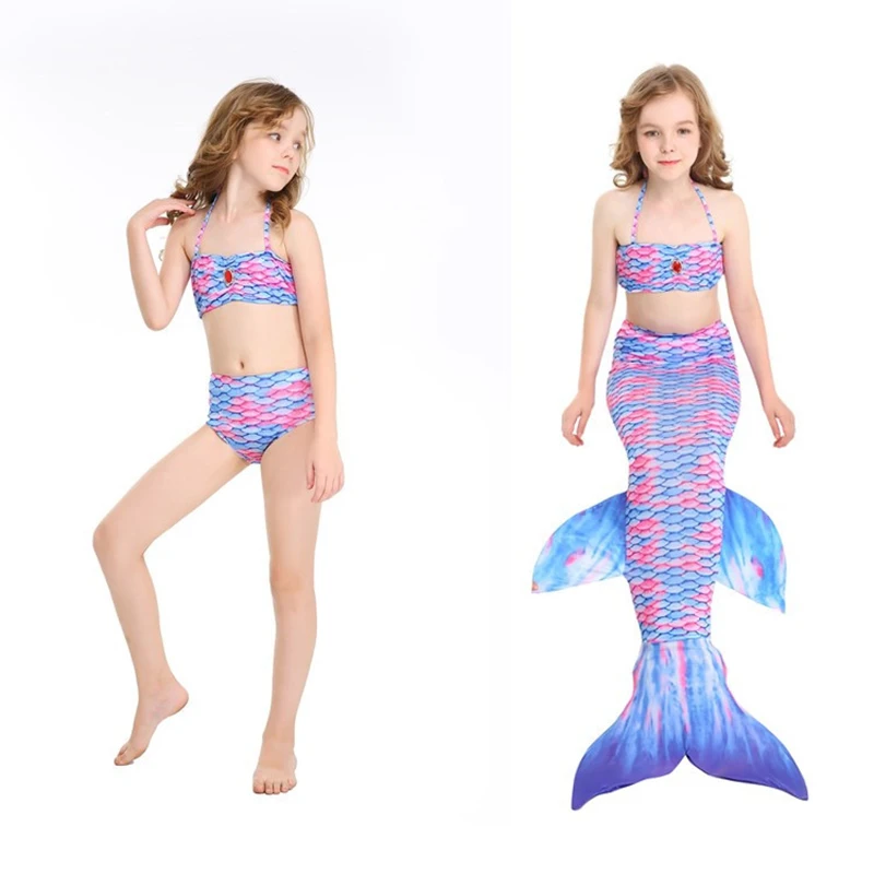 4 piece girl mermaid swimsuit child tail swimming have Monofin Mermaid halloween costume | Тематическая одежда и униформа